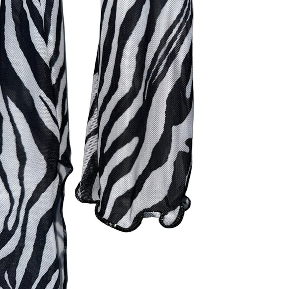 NWOT SXY SHEER  BEACH COVERUP BODYCON DRESS IN ZEBRA PRINT SIZE SMALL 4 - Picture 5 of 15